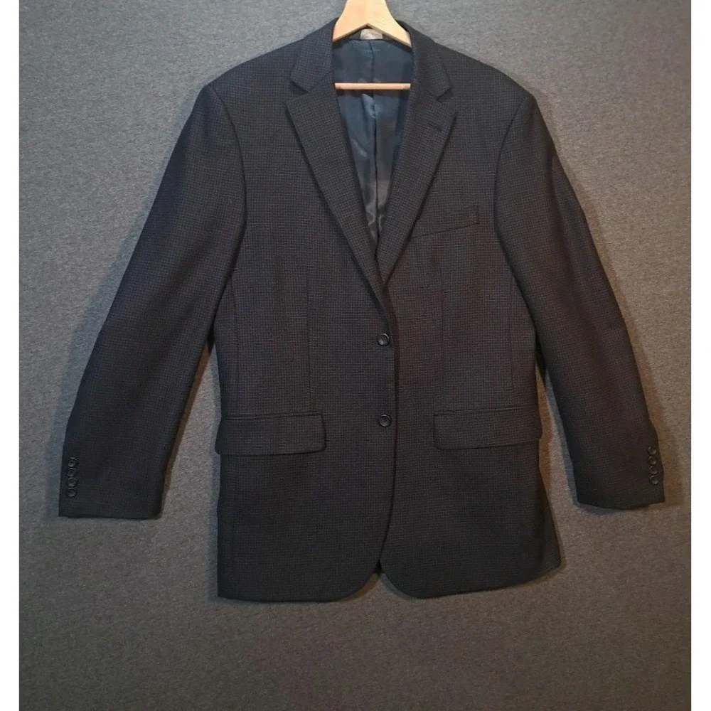 Pronto Uomo Platinum Mens Charcoal Grey‎ Micro Check Two Button Blazer Jacket